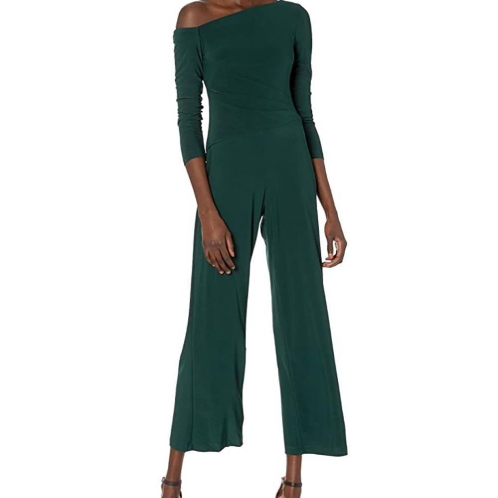 Forest Green Winter Christmas Long Sleeve Jumpsuit